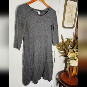 100% Cashmere Gray Knit Kenar Sweater Dress